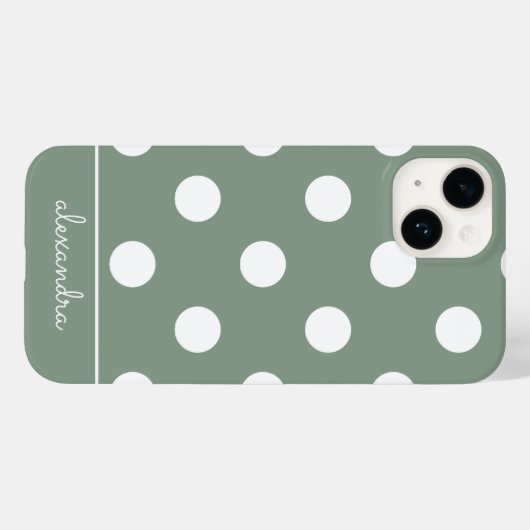Niedliches, modernes, grün-polkisches Punktmuster Case-Mate iPhone Hülle (Rückseite (Horizontal))