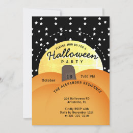 Niedliches modernes Halloween-Party Big Orange Pum Einladung