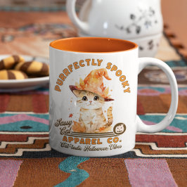 Niedliches, modernes Halloween Spooky Kitty Cat Lo Zweifarbige Tasse