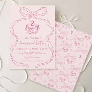 Niedliches, modernes Handgezeichnetes Bow Pink Gir Einladung