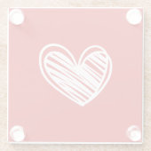 Niedliches modernes Herz Minimalistisch-Weiß und R Glasuntersetzer (Rückseite)