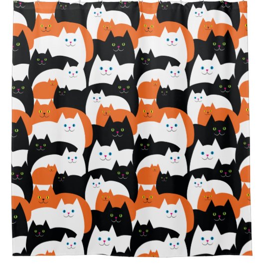 Niedliches, modernes Katzenmuster Duschvorhang (Vorderseite)
