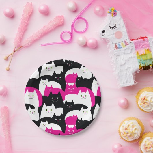 Niedliches modernes Kitty-Katzen-Muster Pappteller (Party)