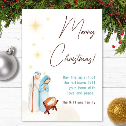 Niedliches, modernes Krippenbaby Jesus Feiertagskarte