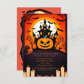 Niedliches modernes KürbisHalloween-Party Einladun Einladung (Vorne/Hinten)