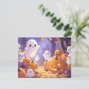 Niedliches, modernes, Lila Halloween Feiertagspostkarte