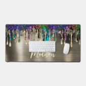 Niedliches modernes Metalic Glitzer Tropfen Monogr Schreibtischunterlage (Tastatur & Maus)