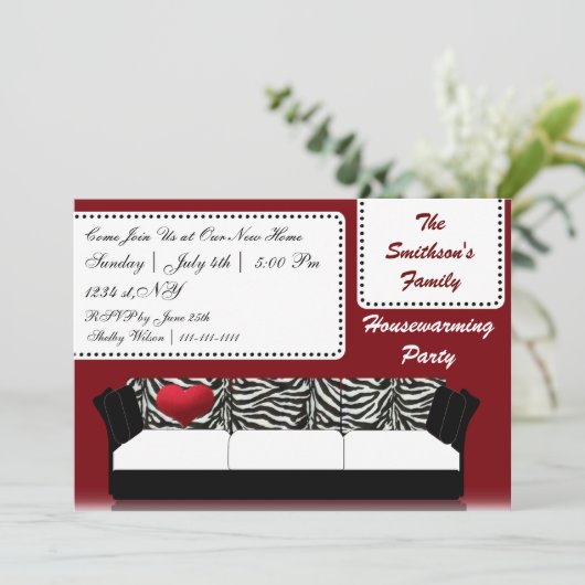 Niedliches modernes Möbelhaus Party Einladung (Stehend Vorderseite)