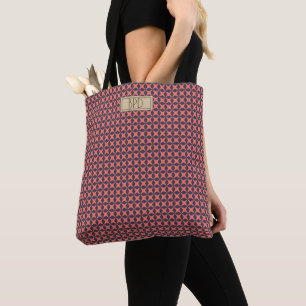 Niedliches modernes Monogram Muster Trendy Blue Co Tasche
