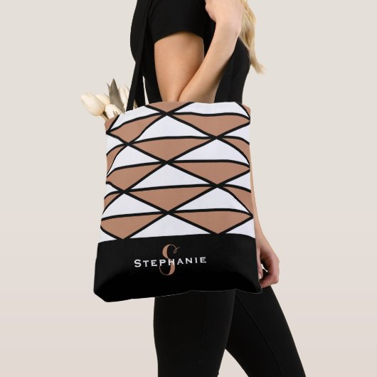 Niedliches, modernes Monogramm-Muster Trendfarben Tasche (Von Nahem)