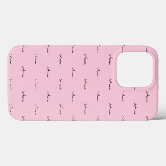 Niedliches, modernes Monogramm Rosa iPhone Case (Rückseite (Horizontal))