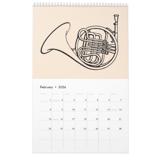 Niedliches modernes Musikgeschenk Kalender (Feb 2026)