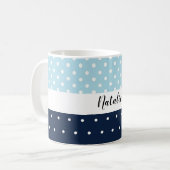 Niedliches modernes Navy Blau Mit Monogramm Kaffeetasse (Vorderseite Links)