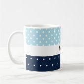Niedliches modernes Navy Blau Mit Monogramm Kaffeetasse (Links)