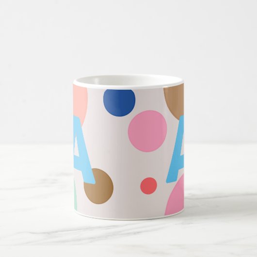 Niedliches modernes Polka Dot Monogramm Kaffeetasse (Mittel)