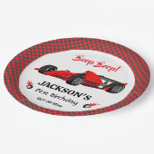 Niedliches modernes Red Racing Car 1. Party Pappteller (Schrägansicht)