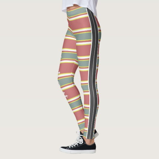 Niedliches modernes Retro-Strip-Muster Leggings (Links)