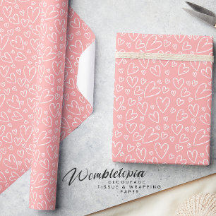 Niedliches, modernes Rosa Herz Geschenkpapier