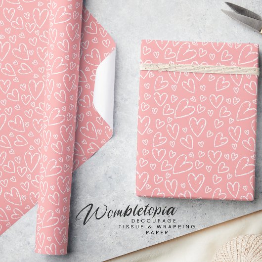 Niedliches, modernes Rosa Herz Geschenkpapier