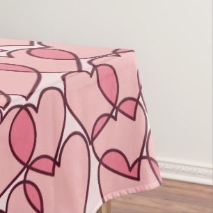 Niedliches modernes rosa Herzmuster Tischdecke
