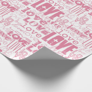 Niedliches, modernes rosa Liebe Typografie Muster Geschenkpapier