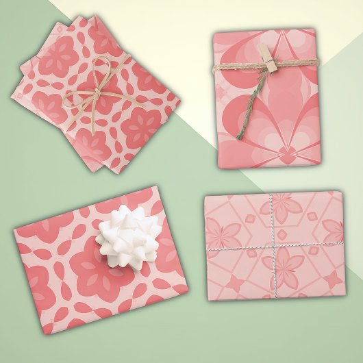 Niedliches, modernes rosa Muster Geschenkpapier Set