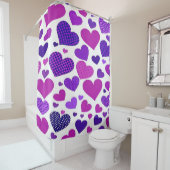 Niedliches modernes Rosa und lila Herzen Duschvorhang (Beispiel)