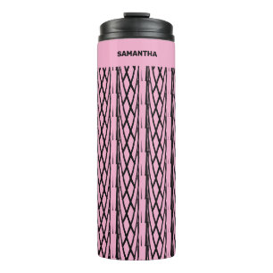 Niedliches, modernes rosa und schwarzes Muster Thermosbecher
