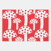 Niedliches, modernes Rot-Weiß-Mushroom-Muster Geschenkpapier Set (Vorderseite)