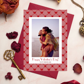 Niedliches modernes Rotes Herz Foto Valentinstag Feiertagskarte