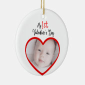 Niedliches modernes Rotes Herz mein 1. Valentinsta Keramik Ornament (Rechts)
