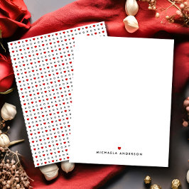 Niedliches modernes Rotes Herz & XO-Individuelle N Mitteilungskarte