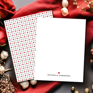 Niedliches modernes Rotes Herz & XO-Individuelle N Mitteilungskarte