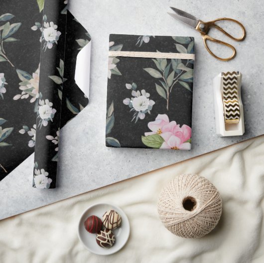Niedliches, modernes Schwarzes Wasserfarbenmuster Geschenkpapier (Handwerk)
