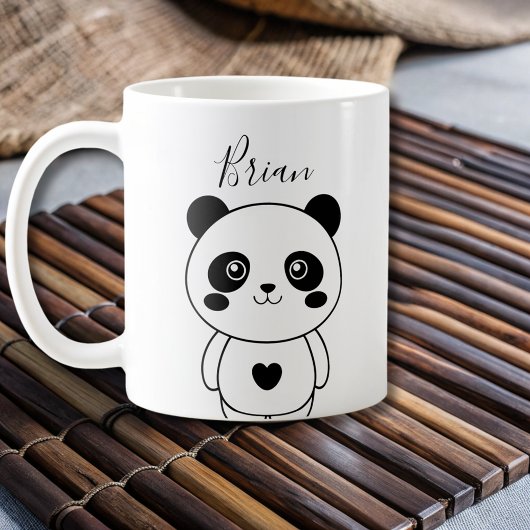 Niedliches, modernes Schwarzweiß-Panda Kaffeetasse