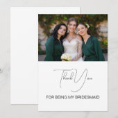 Niedliches modernes Script Bridesmaid-Foto Dankeskarte (Vorne/Hinten)