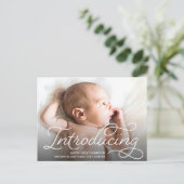 Niedliches, modernes Skript - Einführung von Baby- Postkarte (Stehend Vorderseite)