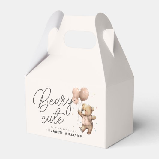 Niedliches modernes Teddy Beary Sweet Baby Dusche  Geschenkschachtel (Vorderseite)