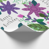 Niedliches, modernes und farbenfroh florales Happy Geschenkpapier (Ecke)