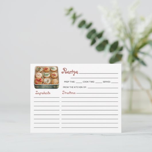 Niedliches, modernes Weihnachtskochtausch Rezept Postkarte (Stehend Vorderseite)