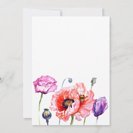 Niedliches Mohn Blume Brautparty. Einladung (Rückseite)