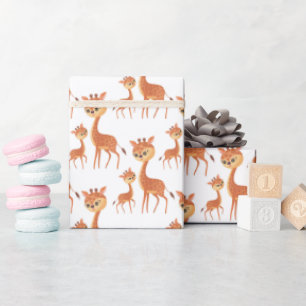 niedliches Mommy-Baby-Giraffe gekacheltes Party Geschenkpapier