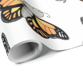 Niedliches Monarch Butterfly Pattern Kinder Geschenkpapier (Rolleneckpunkt)