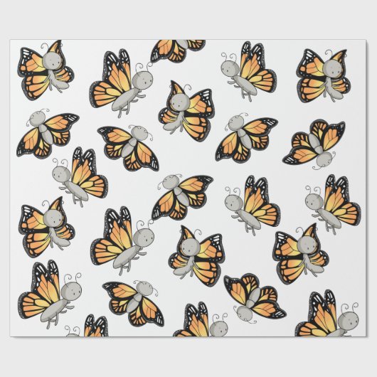 Niedliches Monarch Butterfly Pattern Kinder Geschenkpapier (Flach)