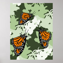 Niedliches Monarch Butterfly Trio auf der Swan-Pfl Poster