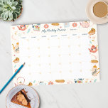 Niedliches Monatsplaner Tee Party Notizblock<br><div class="desc">Dieser niedliche Monatsplaner hat ein Tee-Party-Design mit niedlichen Illustrationen von Teeköpfen und gebackenen Kuchen. Dies ist ein undatierter Monatsplaner,  in dem Sie die Daten selbst ausfüllen und Monat für Monat verwenden.</div>