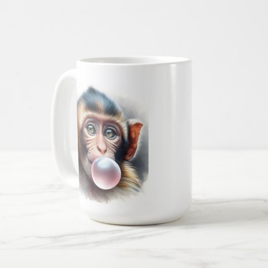 Niedliches Monkey-Blasebalgum Kaffeetasse (Vorderseite Links)