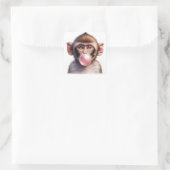 Niedliches Monkey-Blasebalgum Quadratischer Aufkleber (Tasche)