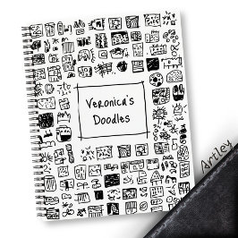 Niedliches monochromatisches Doodle-Individuelle N Notizblock