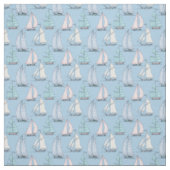 Niedliches Monogramm 2 des Segelboot-Muster-| Stoff (Muster)